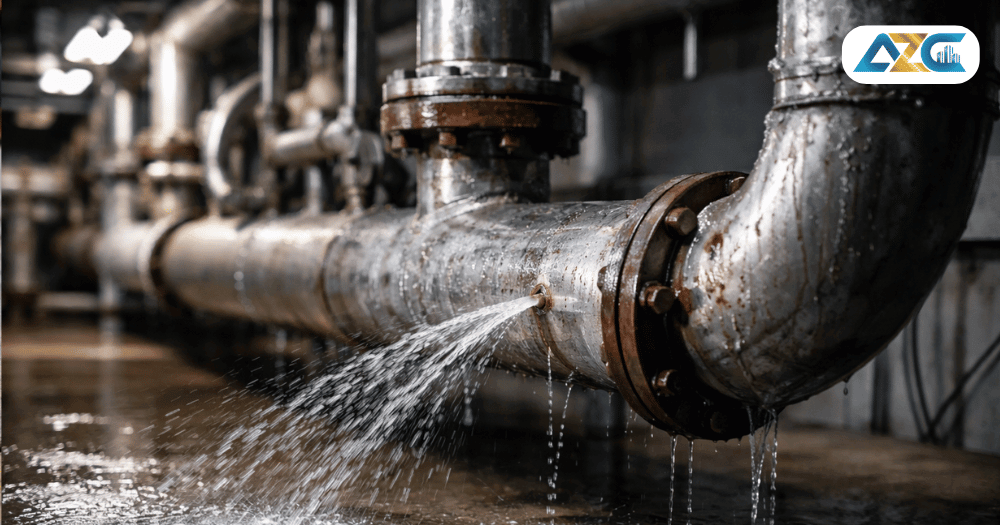 Ống Bị Rò Rỉ Gây Mất An Toàn Nhà Xưởng