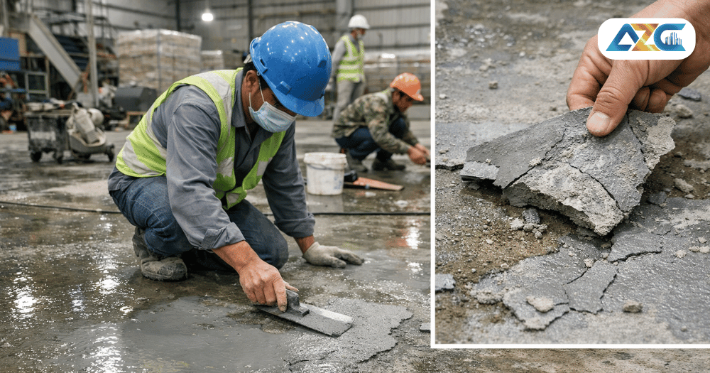 Sửa sàn nhà xưởng khi bề mặt còn ẩm ướt